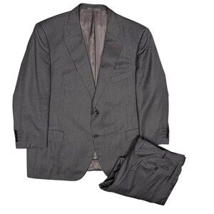 VASSI Couture Suit 2pc Super 130s Made in Italy Grey 52R 46x30